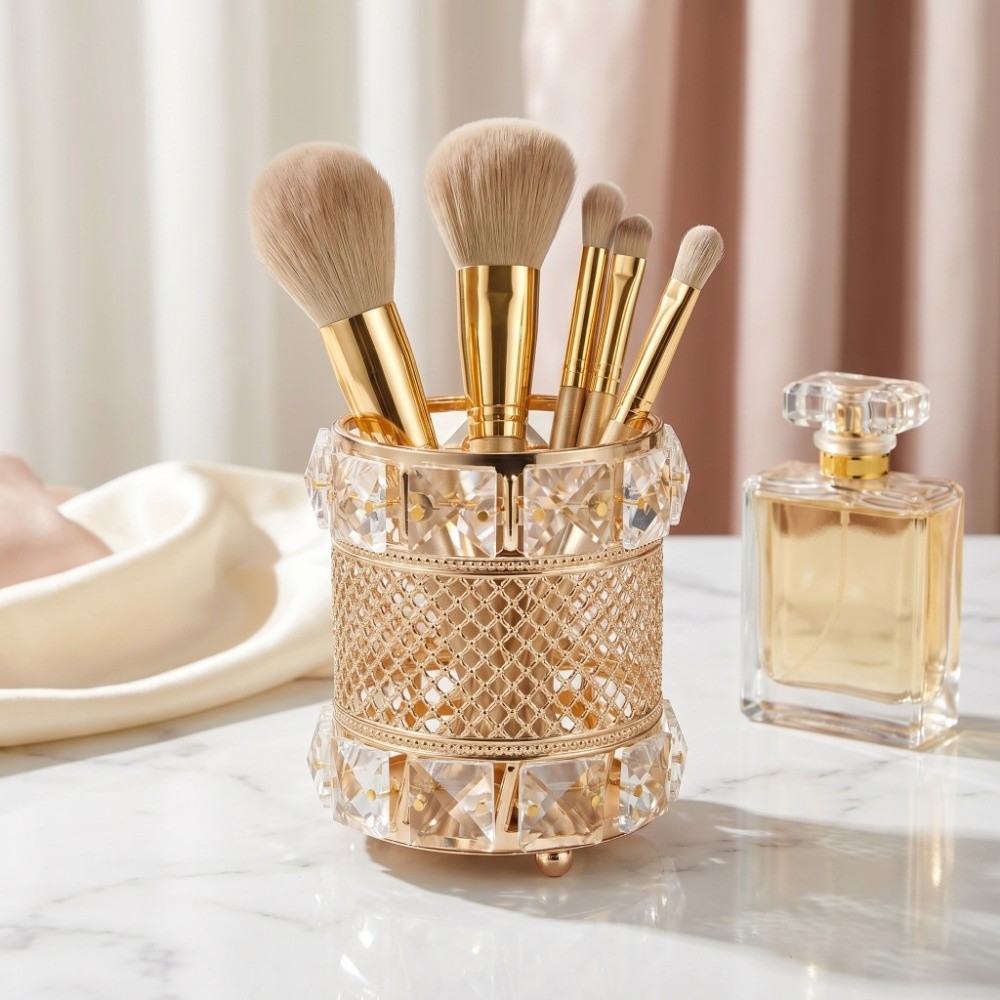 Gold Makeup Brush Holder Organ - đánh giá và giá Luxury Skincare And Makeup Brands