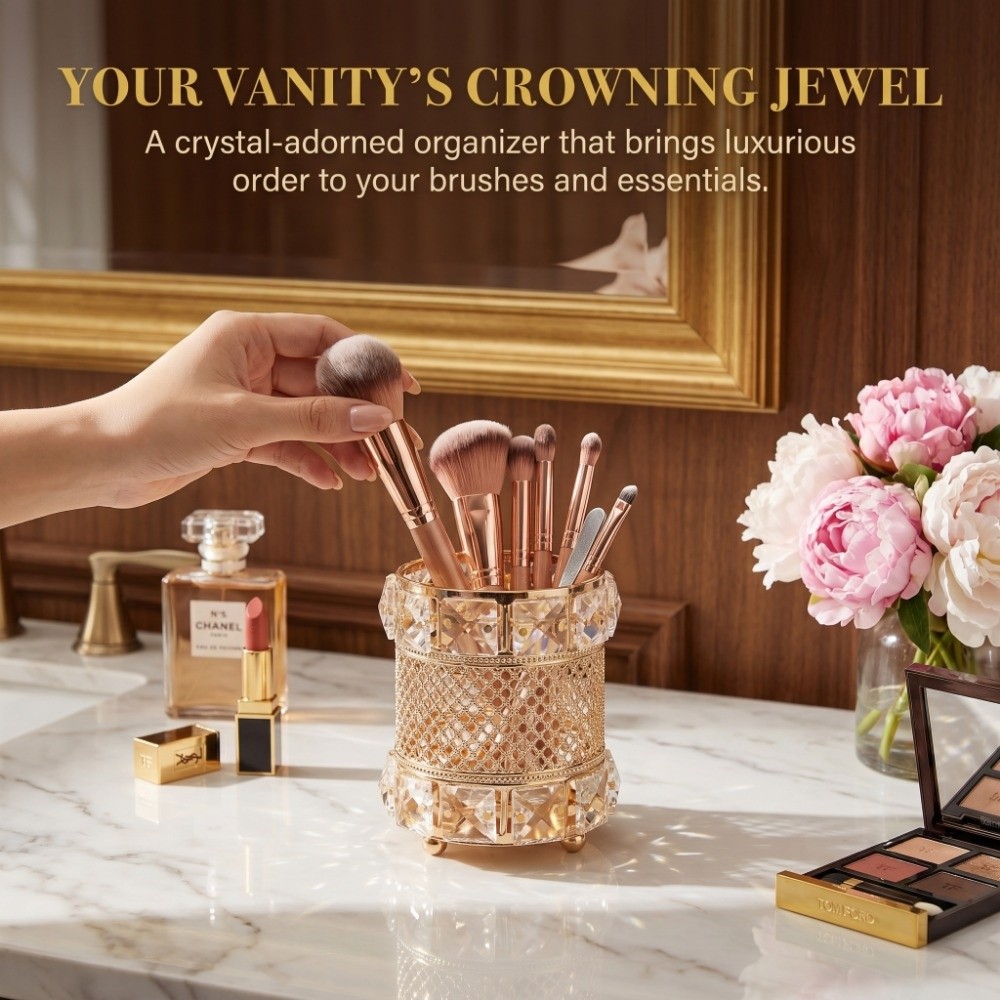 Gold Makeup Brush Holder Organ - đánh giá và giá Luxury Skincare And Makeup Brands